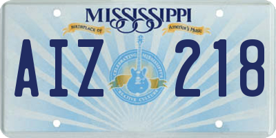 MS license plate AIZ218