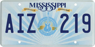 MS license plate AIZ219