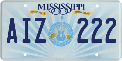 MS license plate AIZ222