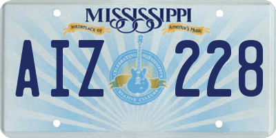 MS license plate AIZ228