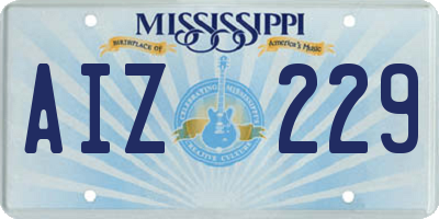 MS license plate AIZ229