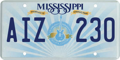 MS license plate AIZ230