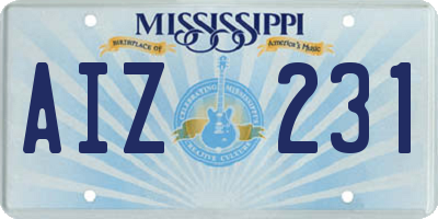 MS license plate AIZ231