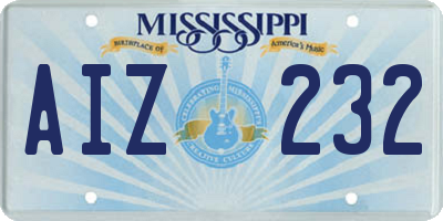 MS license plate AIZ232