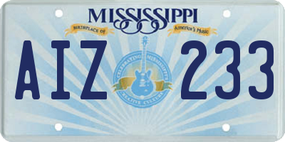 MS license plate AIZ233