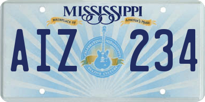 MS license plate AIZ234