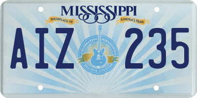 MS license plate AIZ235