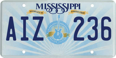 MS license plate AIZ236