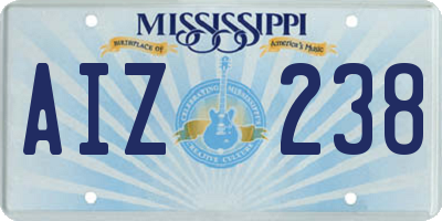 MS license plate AIZ238