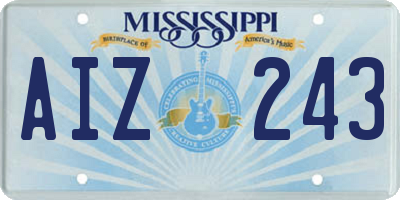 MS license plate AIZ243