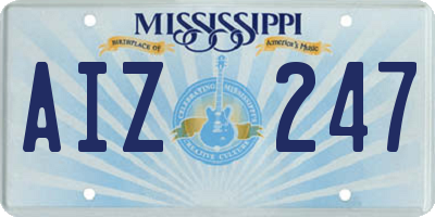 MS license plate AIZ247