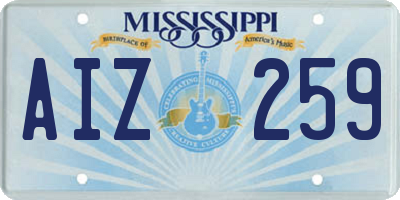 MS license plate AIZ259