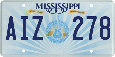 MS license plate AIZ278