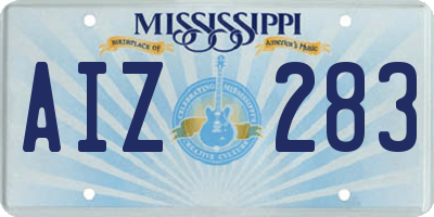 MS license plate AIZ283