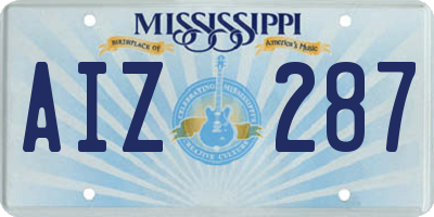 MS license plate AIZ287