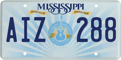 MS license plate AIZ288