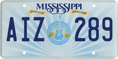 MS license plate AIZ289