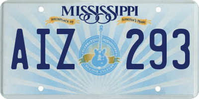 MS license plate AIZ293