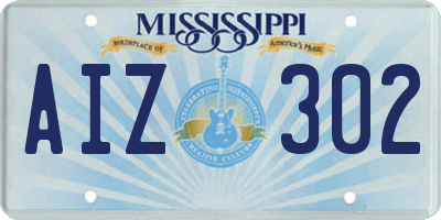 MS license plate AIZ302