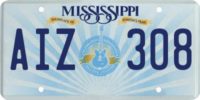 MS license plate AIZ308