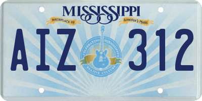 MS license plate AIZ312