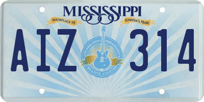 MS license plate AIZ314