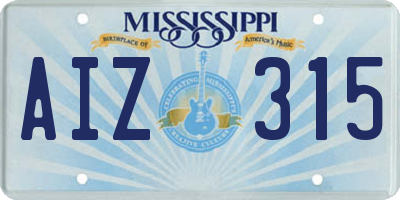 MS license plate AIZ315