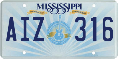 MS license plate AIZ316