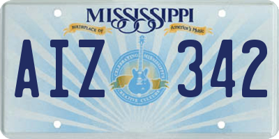 MS license plate AIZ342
