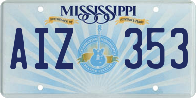 MS license plate AIZ353