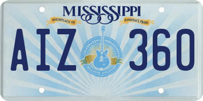 MS license plate AIZ360