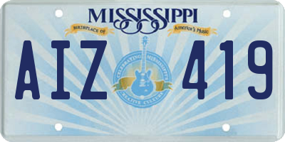 MS license plate AIZ419