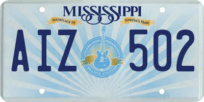 MS license plate AIZ502