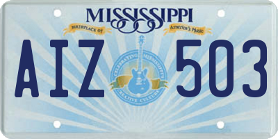 MS license plate AIZ503