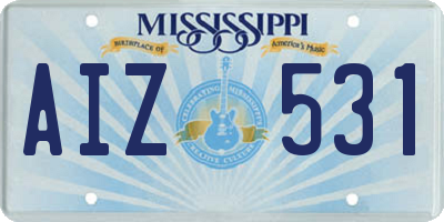 MS license plate AIZ531