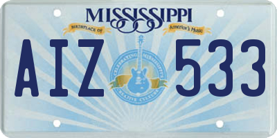 MS license plate AIZ533