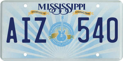 MS license plate AIZ540