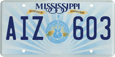 MS license plate AIZ603