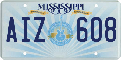 MS license plate AIZ608