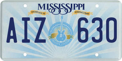 MS license plate AIZ630