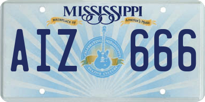 MS license plate AIZ666