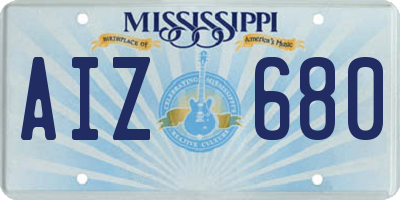 MS license plate AIZ680