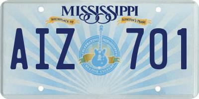 MS license plate AIZ701