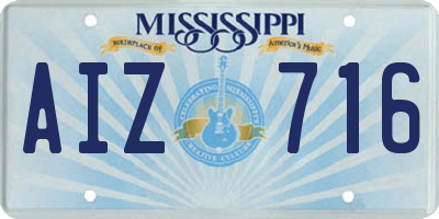 MS license plate AIZ716