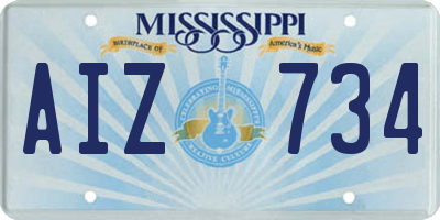 MS license plate AIZ734