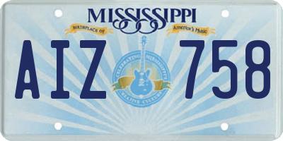 MS license plate AIZ758