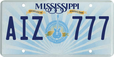 MS license plate AIZ777