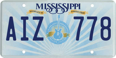 MS license plate AIZ778