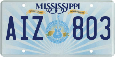 MS license plate AIZ803