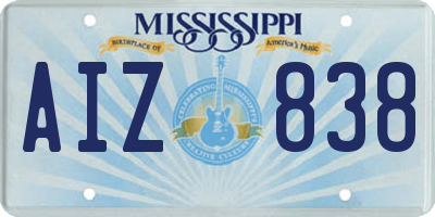 MS license plate AIZ838